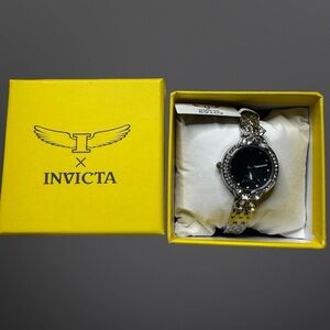 Invicta Black Dial Silver Watch in Yellow Box